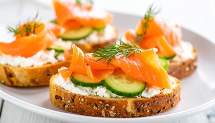 Smoked Salmon Cucumber Cream Cheese Toast Appetizer