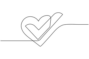 Check mark icon continuous one line drawing and minimalist style isolate outline vector