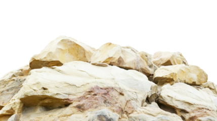 Rugged Natural Rock Formation Against Transparent Background Displaying Intricate Textures