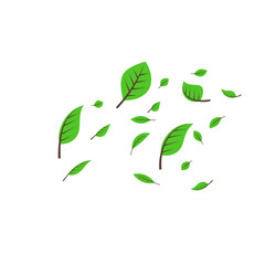 Illustration of Flying Green Leaves