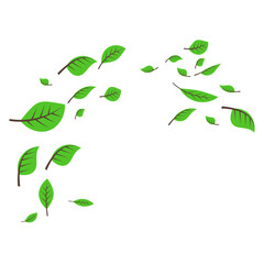 Illustration of Flying Green Leaves