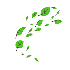 Illustration of Flying Green Leaves