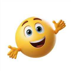 Cheerful Emoji Character: Radiating Joy and Happiness , isolated on white background