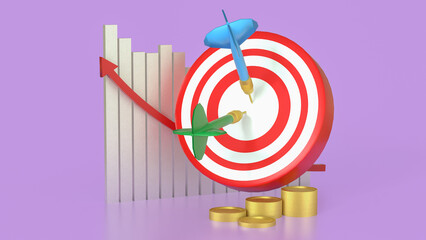 The  Target and gold coins for Business concept 3d rendering.
