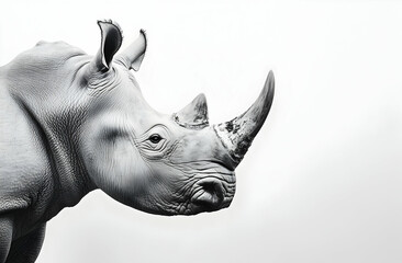 Obraz premium Rhino Head Profile Isolated on White Background