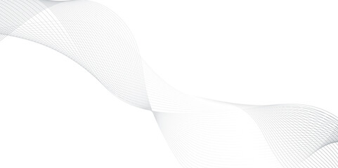 Abstract background with black waves lines and smoke, grey white abstract background with flowing particles, connecting dots and lines on a white background.