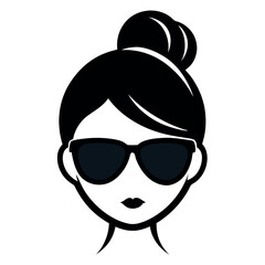 Stylish Women in Sunglasses and  Vector Icons for Fashion or Beauty