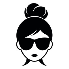 Stylish Women in Sunglasses and  Vector Icons for Fashion or Beauty