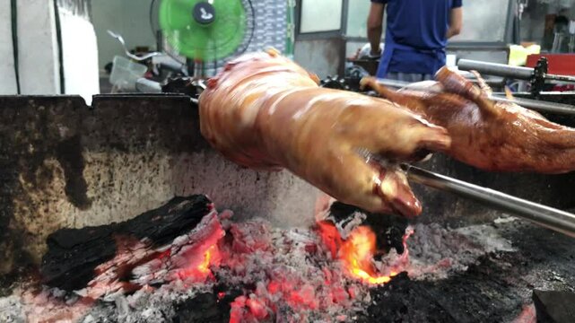 Barbeque bbq grilling pork knuckle street food asia