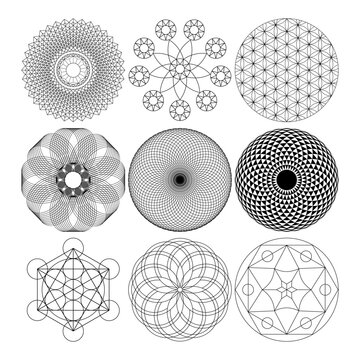 Set of 9 Sacred Geometric Mandala Designs