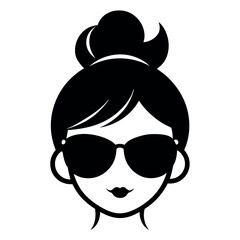 Stylish Women in Sunglasses and  Vector Icons for Fashion or Beauty