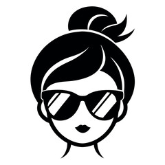 Stylish Women in Sunglasses and  Vector Icons for Fashion or Beauty