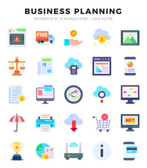 Business Planning Flat icons collection. 25 icon set in a Flat design.