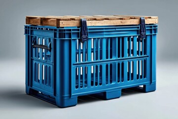 Durable blue storage crate designed for efficient organization and transport of various items in a modern environment