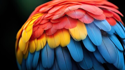 Obraz premium A close-up of the vibrant colors and patterns of a tropical bird's feathers, showcasing their natural beauty.