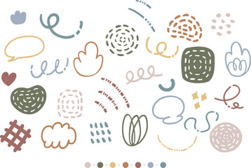 cute hand drawn illlustraion set of lines and decorative element aesthetic. Collection of doodle style lines. For social media, sticker, craft, background, banner, header, fashion, blog
