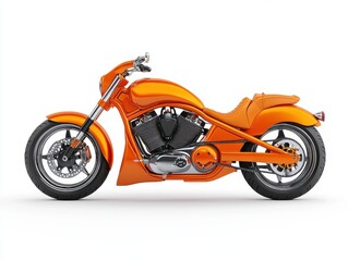 Fototapeta premium Orange Custom Motorcycle on White Background