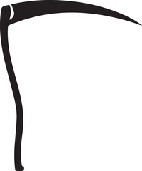 Scythe Silhouette Black Vector | Farming Tool Icon