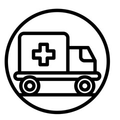 Mobile Vaccination Van Vector Line Icon Design