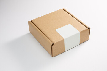 Brown cardboard box isolated on white background