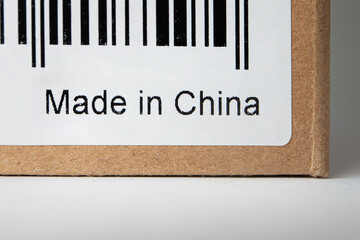 Made in China with code on a cardboard