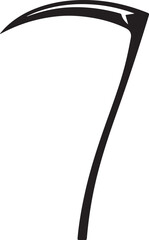 Scythe Silhouette Black Vector | Farming Tool Icon
