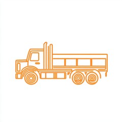 Fototapeta premium Orange Outline Illustration of a Large Flatbed Truck