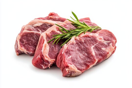 Fresh raw lamb chops with rosemary garnish ready for cooking delicious meal red meat food diet steak