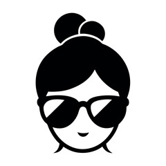 stylized icons depicting women with different updo hairstyles and wearing sunglasses