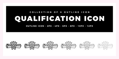 Pack of 6 Outline Vector Qualification icon