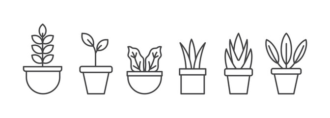 Linear flower pot isolated on white background