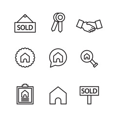 Linear Real estate icon set