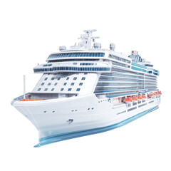 Detailed 3D Model of a Modern Cruise Ship , isolated on white background
