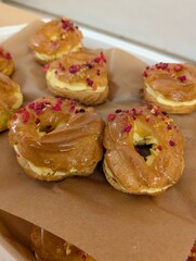 fresh small cakes with chocolate