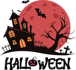 Halloween for typography Tshirt Design Vector Art  Like logo  style with vector element , halloween related ornament  Vector art 