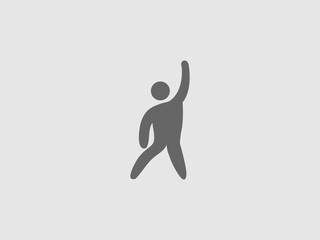 a silhouette of a person standing with one arm raised upwards