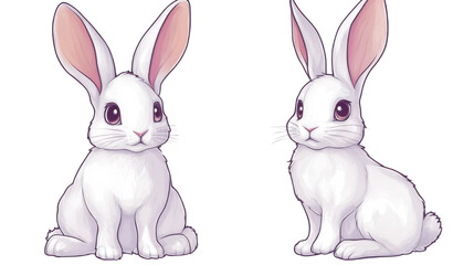 Fototapeta premium cute rabbit illustration with long ears on white background