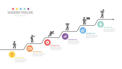 Business road map timeline infographic steps to success growth template. with icons and graphic elements. Vector illustration