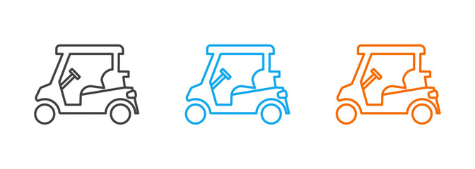 linear Golf car icon set isolated on white background