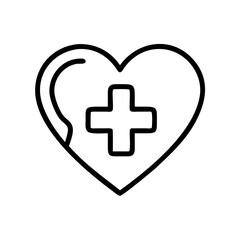 heart with medical cross on transparent background for web and graphic design