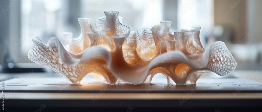 Fototapete 3d printed object shows intricate, organic structures with translucent material and precision design