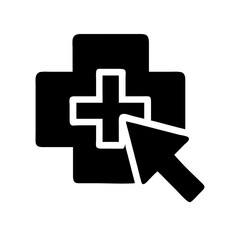 medical cross with cursor silhouette on transparent background for web and graphic design