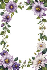 Obraz premium Elegant Passiflora Flower Frame,PNG on Transparent Background,Floral Copy Space Design,Floral borders for greeting cards, invitations, wedding, birthday, baby shower, letters and postcards