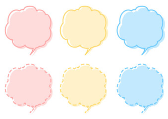 カラフルな雲型のポップな吹き出しセット