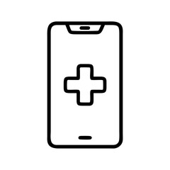 mobile phone with medical cross on transparent background for web and graphic design