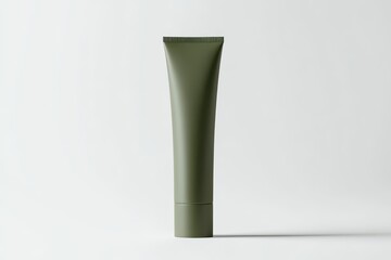 A green cosmetic tube mockup for showcasing beauty product designs, creams, lotions, or skincare products isolated on white background