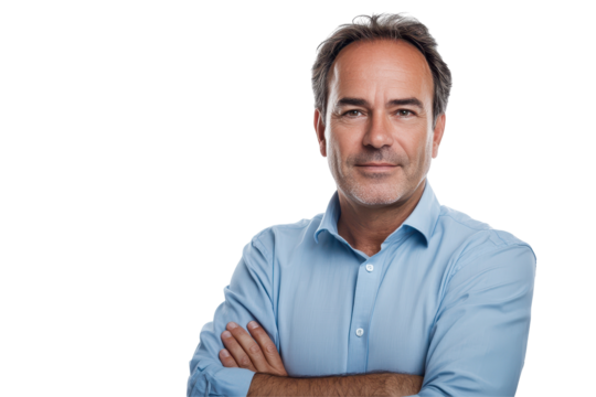 Handsome office worker in blue shirt artwork suitable for career content recruitment ads and team graphics