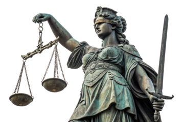 statue of justice on white background