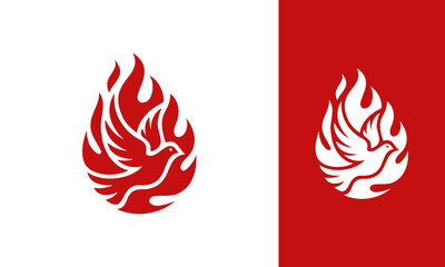 Bird with fire logo design template vector