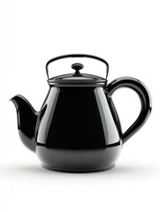 Fototapeta premium Sleek Black Teapot on White Background